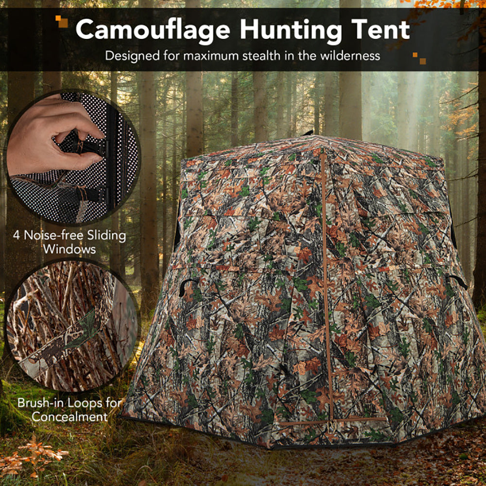360° Tactical Ground Blind - One-Way Vision Stealth Concealment System for Hunting