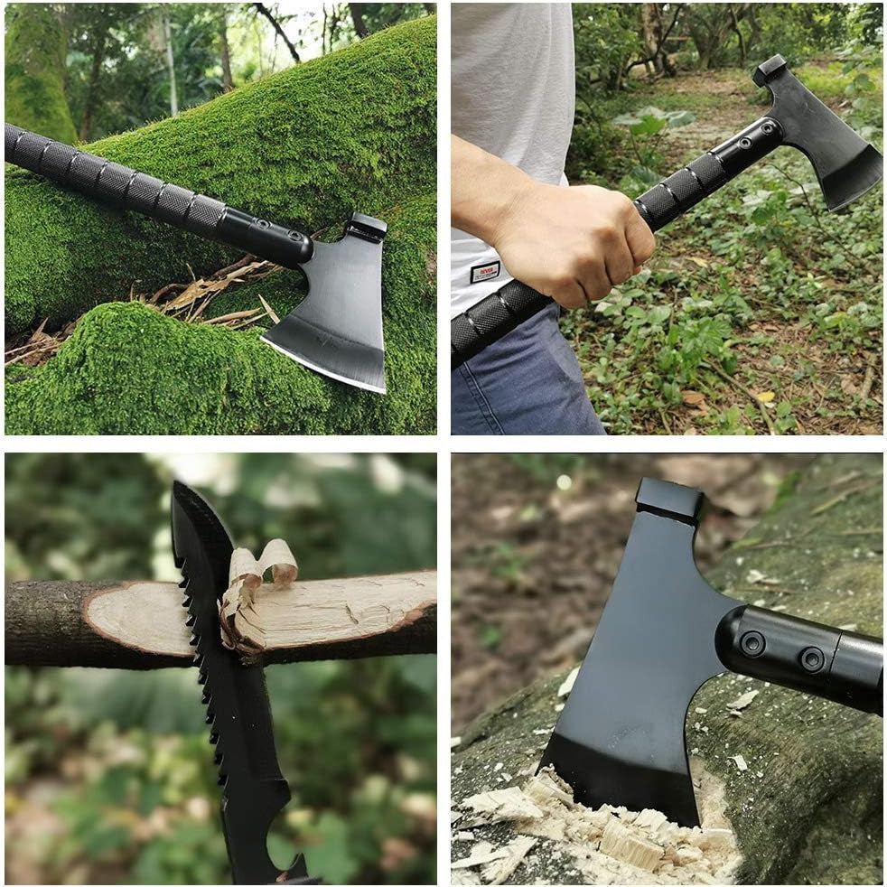 9-in-1 Portable Survival Axe, Multi-functional Tool For Jungle Camping, Tree Cutting, Hiking, Emergency, Outdoor Adventure, Backpacking, Bushcraft, And Wilderness Survival Gear