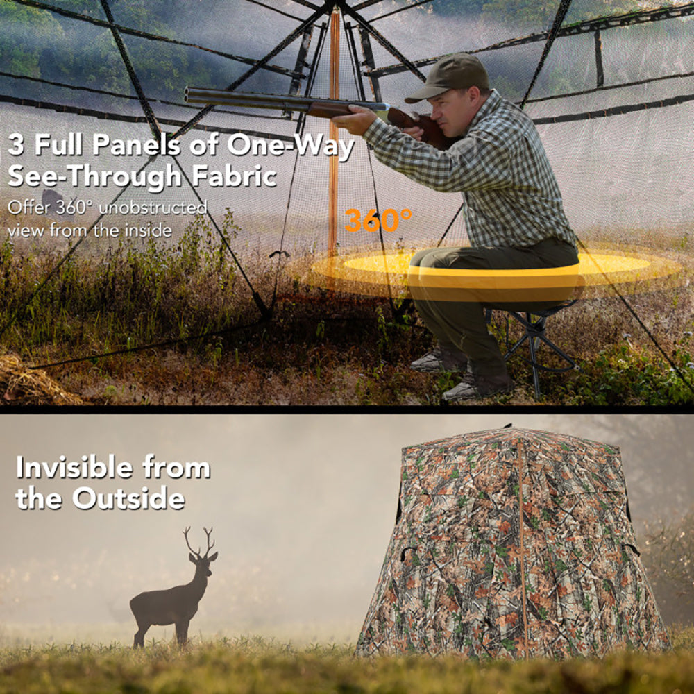 360° Tactical Ground Blind - One-Way Vision Stealth Concealment System for Hunting