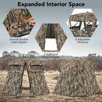 360° Tactical Ground Blind - One-Way Vision Stealth Concealment System for Hunting
