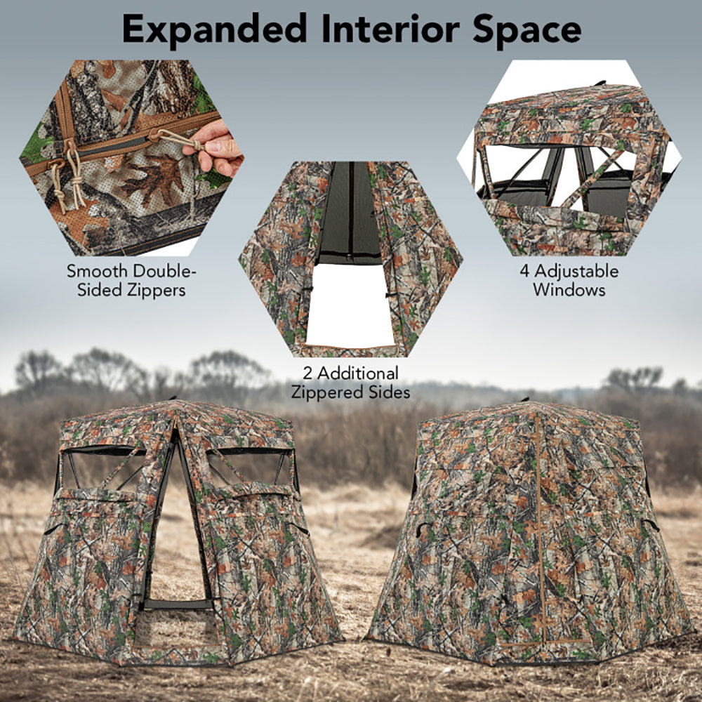 360° Tactical Ground Blind - One-Way Vision Stealth Concealment System for Hunting