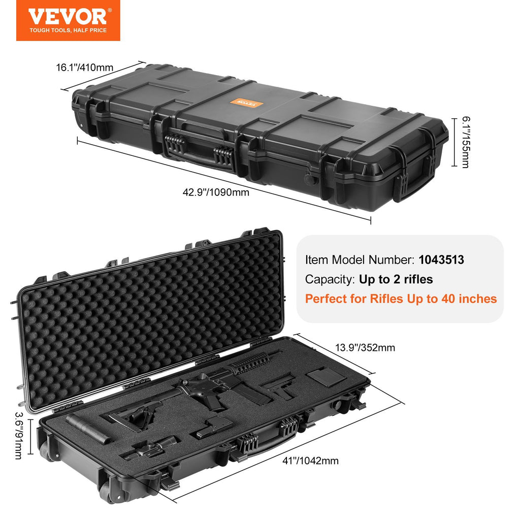 Tactical Range Case, Outdoor Tactical Hard Case With 3 Layers Fully-protective Foams, 42 Inch Lockable Hard Tactical Range Case With Wheels, IP67 Waterproof & Crushproof