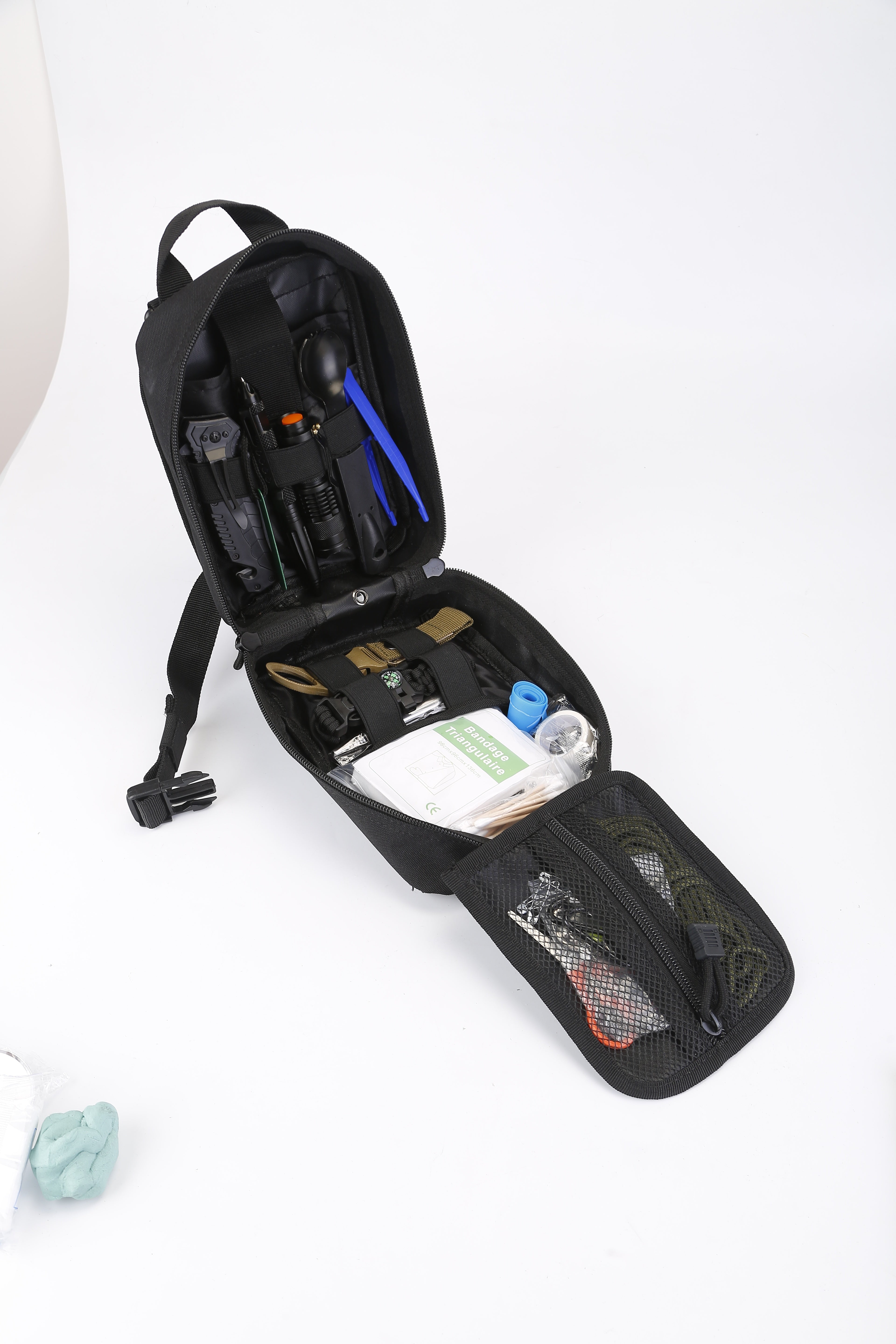 47Pcs Emergency Survival Kit Survival EDC Gear Equipment Tool First Aid Supplies Kit Tools With Pouch For Hiking Hunting Disaster Camping Adventure