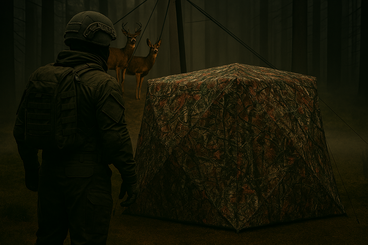 360° Tactical Ground Blind - One-Way Vision Stealth Concealment System for Hunting