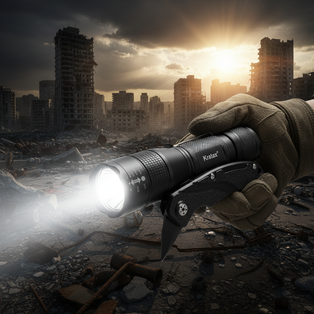Tactical Flashlight Bright Background