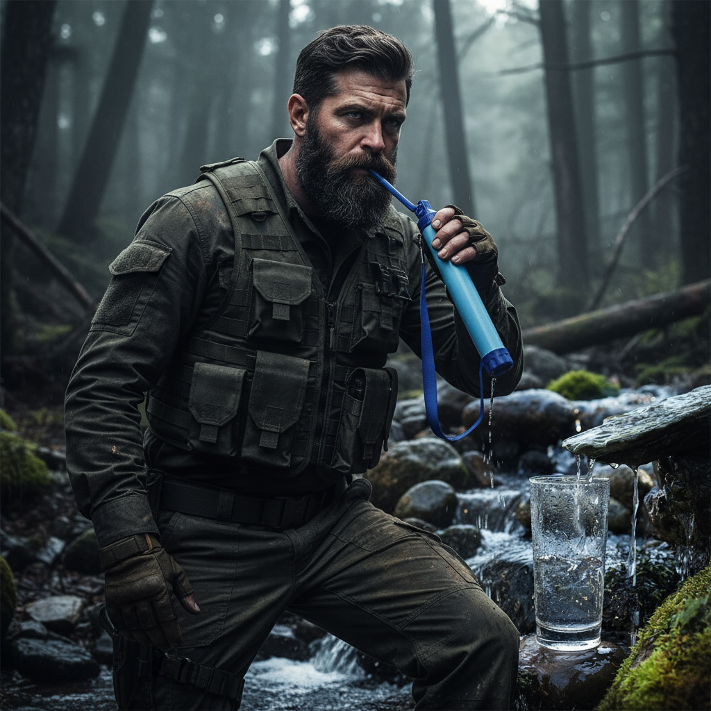 Water Filter Straw Dark Survival